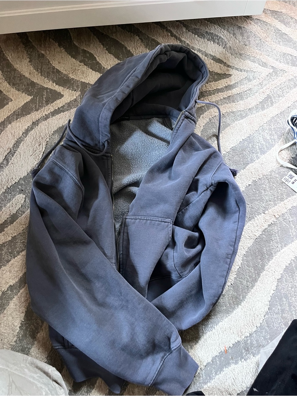 Brandy Melville oversized Navy Hooded Zip-Up Sweatshirt